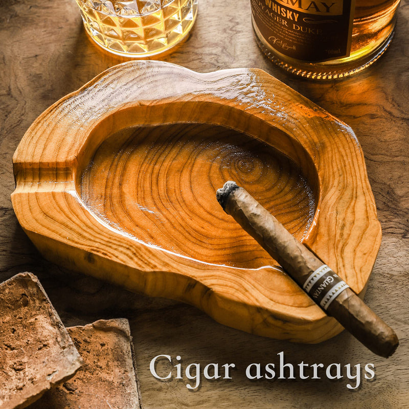 [Australia - AusPower] - DDAJJAJ Wooden Cigar Ashtrays for Cigar Lovers Irregular Ashtray with Unique Shape & Design Great Gift for Men Great Decor for Home Office or Bar 