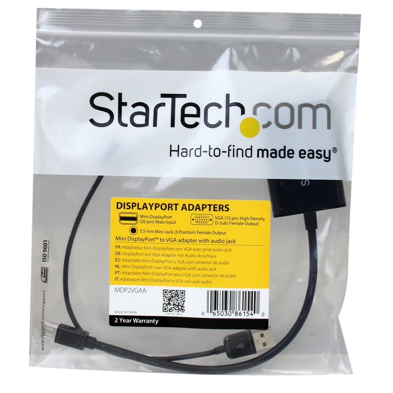 [Australia - AusPower] - StarTech.com Mini DisplayPort to VGA Adapter with Audio - Mini DP to VGA Converter - 1920x1200 (MDP2VGAA) 