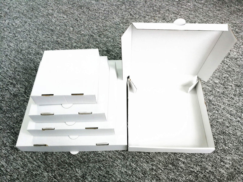 [Australia - AusPower] - 8" Premium White Corrugated Pizza Boxes Take Out Containers, DIY Decoration for Gift Box by SAI (10 Pack) (8" Length x 8" Width x" 1.5" Depth) 