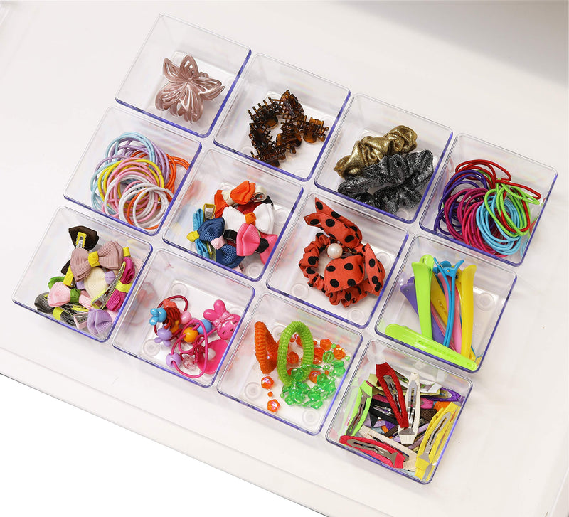 [Australia - AusPower] - 12 Pack - Simple Houseware Clear Plastic Drawer Organizers, 3.25"x 3.25" Small 