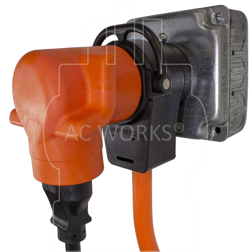 [Australia - AusPower] - AC WORKS 50-Amp RV/Range/Generator 14-50 Piggy-Back Plug Adapter (to 4-Prong 30A Locking) 