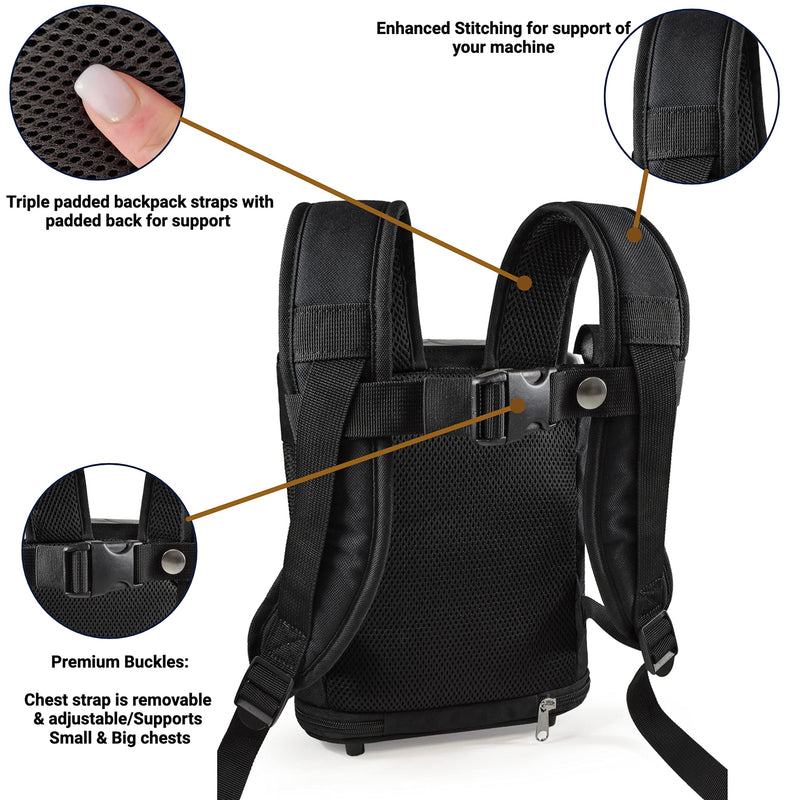 [Australia - AusPower] - O2TOTES Ultra Lightweight Backpack For Inogen One G3 Unit (Patented Design) (black) Lightweight at under 14 ounces 
