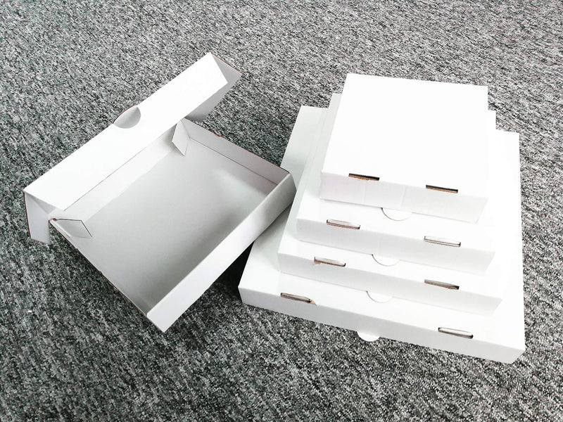 [Australia - AusPower] - 8" Premium White Corrugated Pizza Boxes Take Out Containers, DIY Decoration for Gift Box by SAI (10 Pack) (8" Length x 8" Width x" 1.5" Depth) 