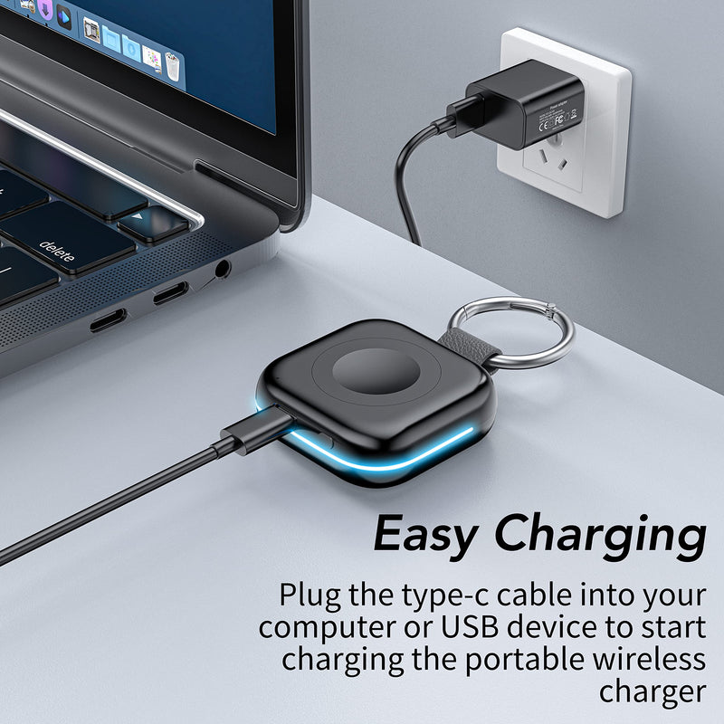 [Australia - AusPower] - HUOTO Portable Charger for Apple Watch,Wireless Magnetic iWatch Charger 1200mAh Power Bank Travel Keychain Accessories Smart Watch Charger for Apple Watch Series 8/7/6/5/4/3/2/SE/Ultra Black 