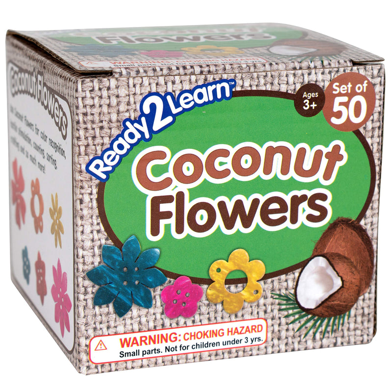 [Australia - AusPower] - READY 2 LEARN Coconut Flowers - Set of 50 - 6 Shapes - 5 Colors - Natural, Hand Made Counters for Kids - Use for Crafts and Jewlry Making 