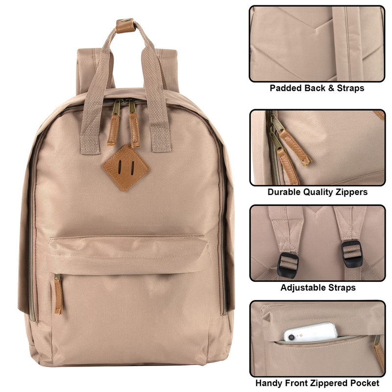 [Australia - AusPower] - Canvas Mini Backpack for Everyday & Day Pack Rucksack in Solid Color Blocks (Almond) Almond 