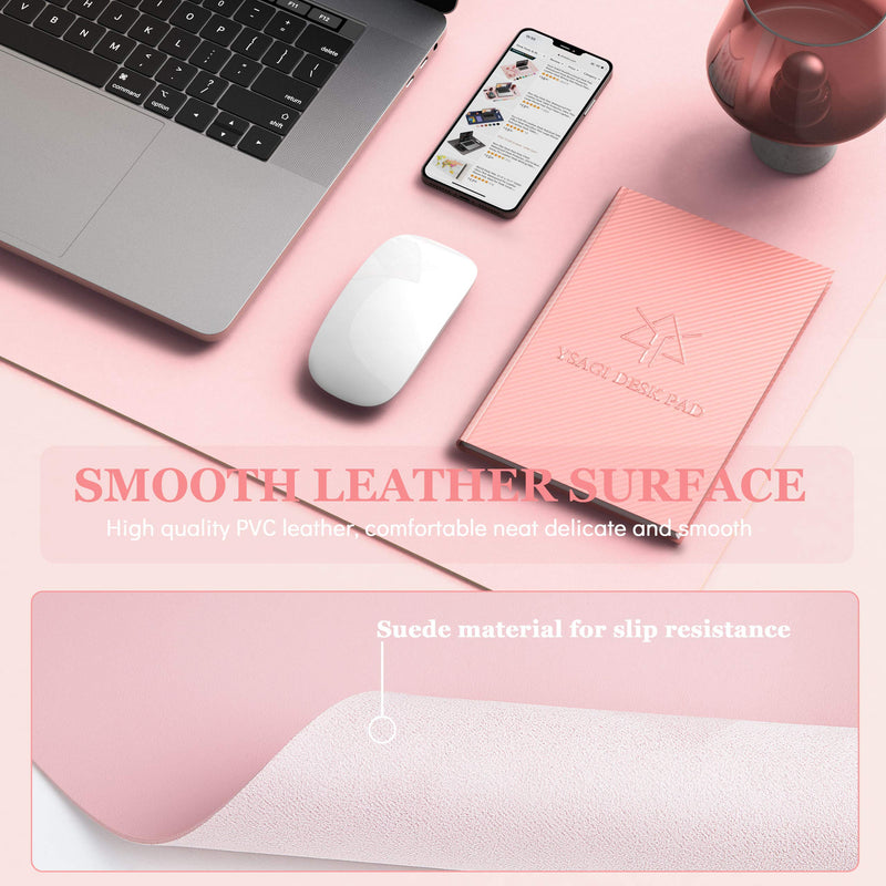 [Australia - AusPower] - Writing Desk Pad Protector, YSAGi Anti-Slip Thin Mousepad for Computers,Office Desk Accessories Laptop Waterproof Desk Protector for Office Decor and Home (Pink, 35.4" x 17") Pink 35.4" x 17" 