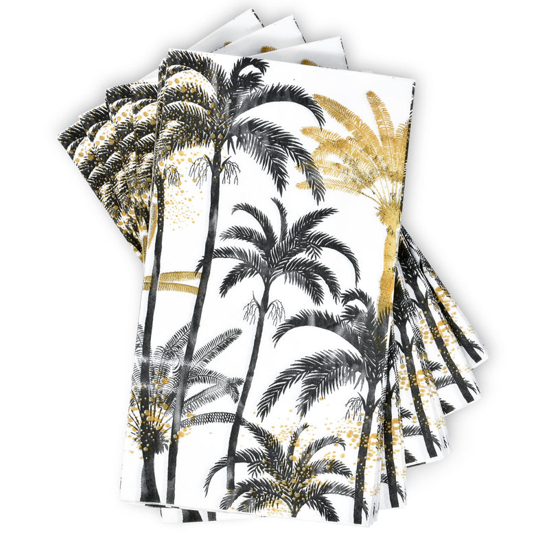 [Australia - AusPower] - 100 Palm Tree Beach Guest Napkins Black and Gold Decorative Hand Towels 3 Ply Disposable Paper for Bathroom Toilet Powder Room Holiday Wedding Birthday Bridal Baby Shower Dinner Tea Party Napkin 