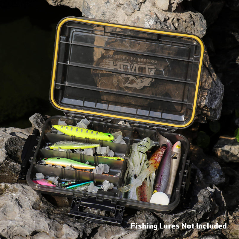 [Australia - AusPower] - RUNCL Fishing Tackle Box, Waterproof Airtight Stowaway, 3600/3700 Tray Tackle Box with Adjustable Dividers, Sun Protection, Thicker Frame, Fishing Storage Lure Box for Freshwater Saltwater Waterproof Box 1 Pack (Size: 10.65"x7.1"x1.89") 