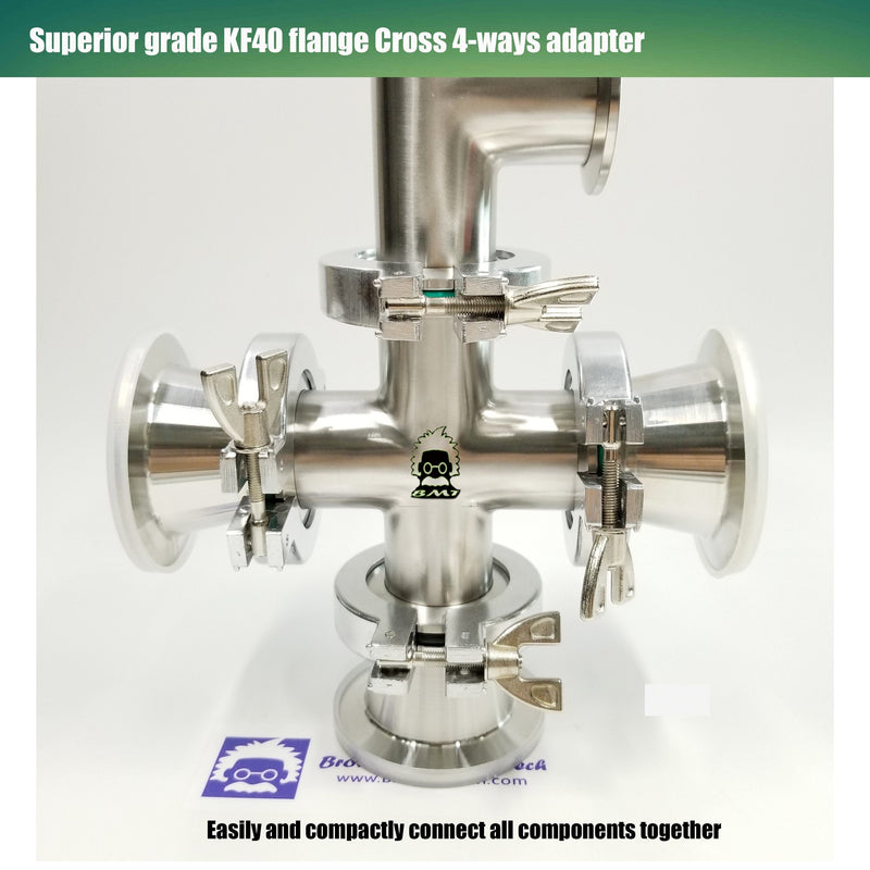 [Australia - AusPower] - Superior Grade - Cross 4-Ways KF40 Flange Vacuum Adapter, All Ends with KF-40 (NW-40) Flange, Made of Stainless Steel 304, high Vacuum KF40 Cross 