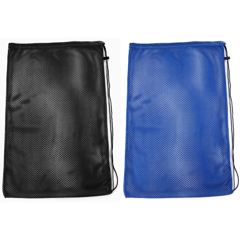 [Australia - AusPower] - 2 Packs Mesh Gear Bag for Snorkel Equipment, Oversized 18" x 27" Mesh Dive Bag Scuba Diving Bag Snorkel Bag Backpack for Snorkeling Gear, Fins, Swimming Gear, Beach and Sports Equipment (Black & Blue) 