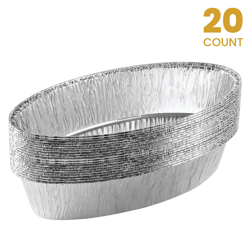 [Australia - AusPower] - Plasticpro Disposable Oval Loaf pan 5 LB Aluminum Takeout Tin Foil Baking Pans Bakeware - Cookware Perfect for Baking Cakes,Brownies,Bread, Meatloaf, Pack of 20 
