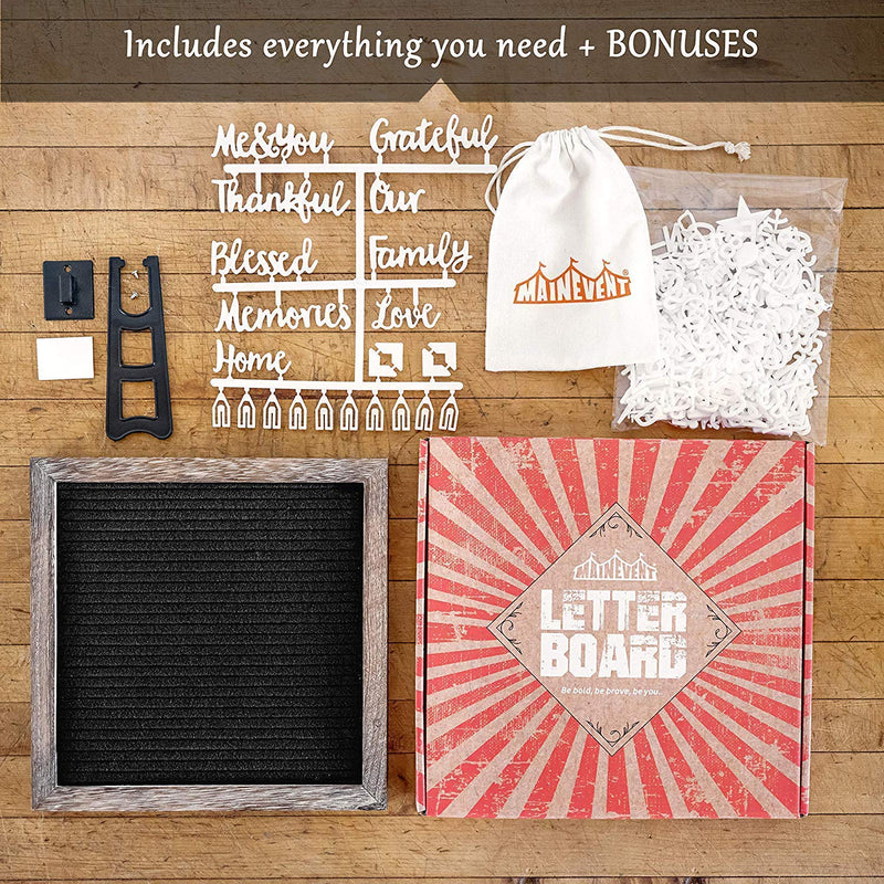 [Australia - AusPower] - Felt Letter Board Letters Numbers 10x10 Inch - First Day of School Board, Message Board Classroom Decor, Announcement Board Letters, Rustic Home Decor Sign Board Changeable Letters, Letterboard Black Felt Brown Frame 