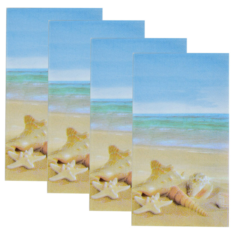 [Australia - AusPower] - 100 Nautical Beach Guest Napkins 3 Ply Disposable Paper Pack Coastal Seashell Starfish Sea Shore Summer Dinner Hand Napkin For Bathroom Hotel Gym Spa Party Wedding Bridal Baby Shower Decorative Towels 