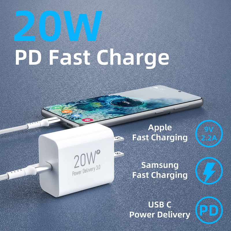 [Australia - AusPower] - 20W USB-C Charger Adapter and Cable for Samsung Galaxy S21 S22 S20 Plus Ultra FE 5G S10 S10+,Note 10/20,A52 A51 5G UW/A71 A32 A42 A53 A13,Moto Motorola G100/Edge 2021,PD/QC 3.0/PPS Wall Charging Block 