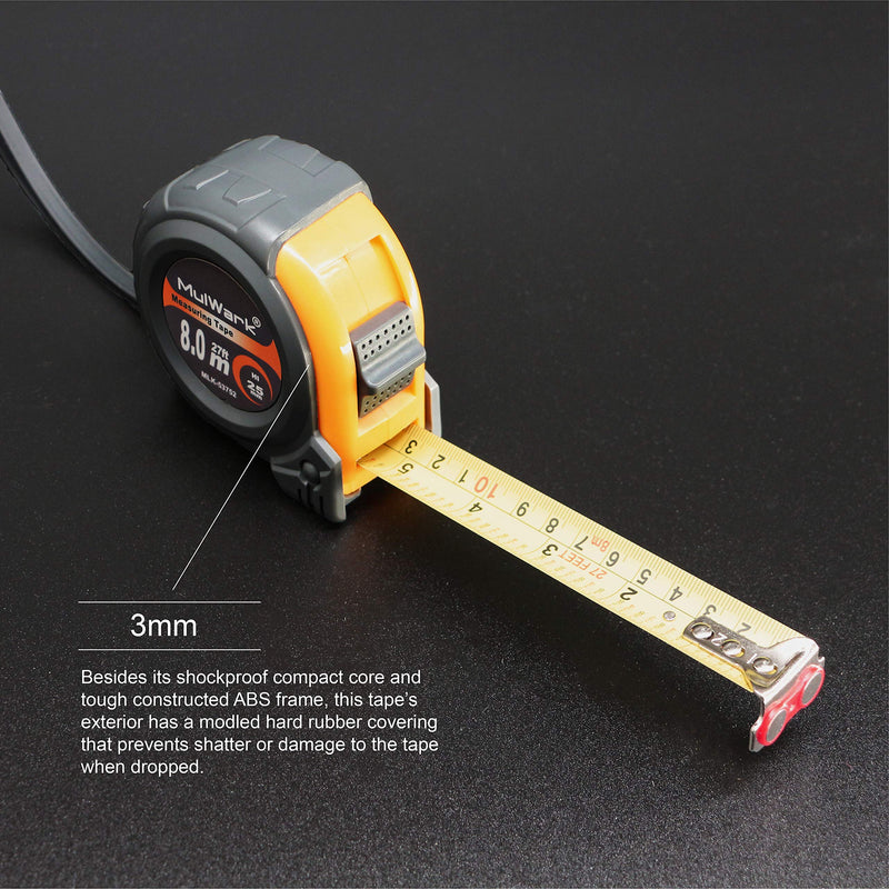 [Australia - AusPower] - MulWark 26ft Measuring Tape Measure by Imperial Inch Metric Scale with Both-Side Metal Blade,Magnetic Tip Hook and Shock Absorbent Case-for Construction,Contractor,Carpenter,Architect,Woodworking 