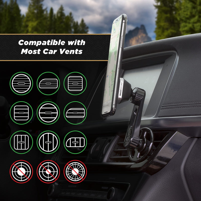 [Australia - AusPower] - Scosche MM2VP2SR-SP MagicMount Pro Magnetic FreeFlow Vent Mount Holder Phone Mount for Car, Black 