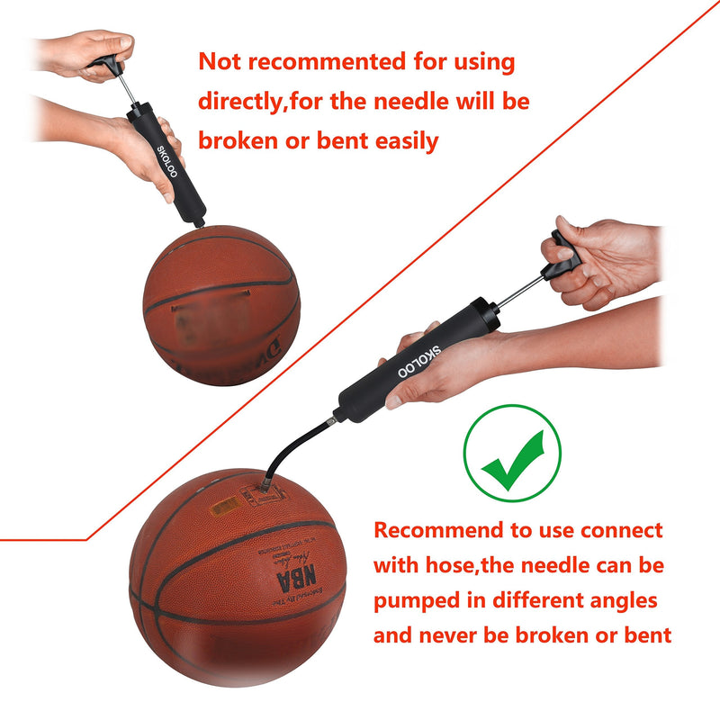 [Australia - AusPower] - Skoloo 10" Portable Hand Air Ball Pump Inflator Kit with Needle, Nozzle, Extension Hose for Soccer Basketball Football Volleyball Water Polo Rugby Exercise Sports Ball Balloon Swim Inflatables 2 Black 
