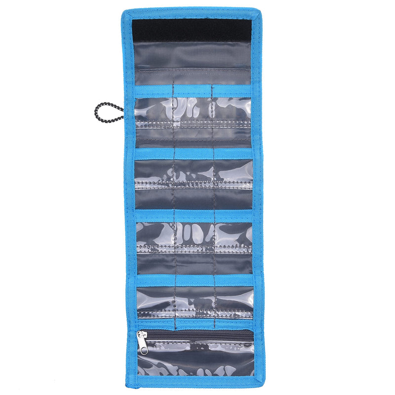 [Australia - AusPower] - Memory Card Wallet - SD Card Storage - Slim and Foldable with Transparent Slots - Can Carry Up to 15 SD Cards - Straps with Tether Included - (Black/Blue) for SD Cards - Black & Blue 