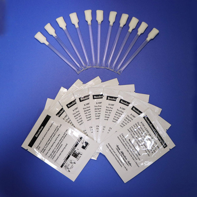 [Australia - AusPower] - Ci Kyan Credit Card Reader Cleaner, POS Swipe Terminal Cleaning Cards Kit (10 CR80 Cleaning Cards+10 Swabs) 10 Cards+10 Swabs 