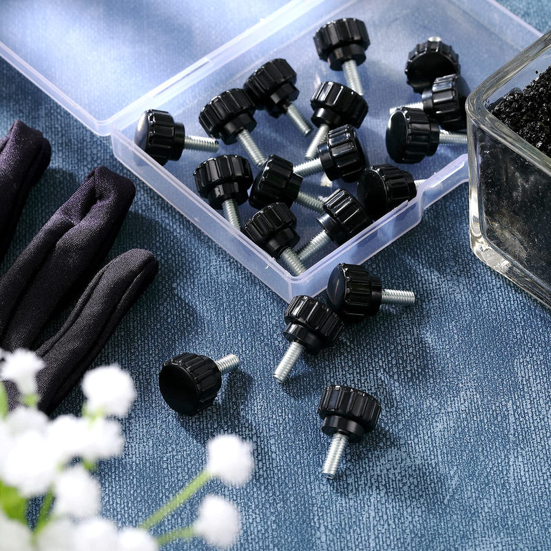 [Australia - AusPower] - Hotop M4 x 10 mm Carbon Steel Threaded Knurled Thumbscrew Screw on Knobs Grips Black Round Clamping Screw, Black (10) 