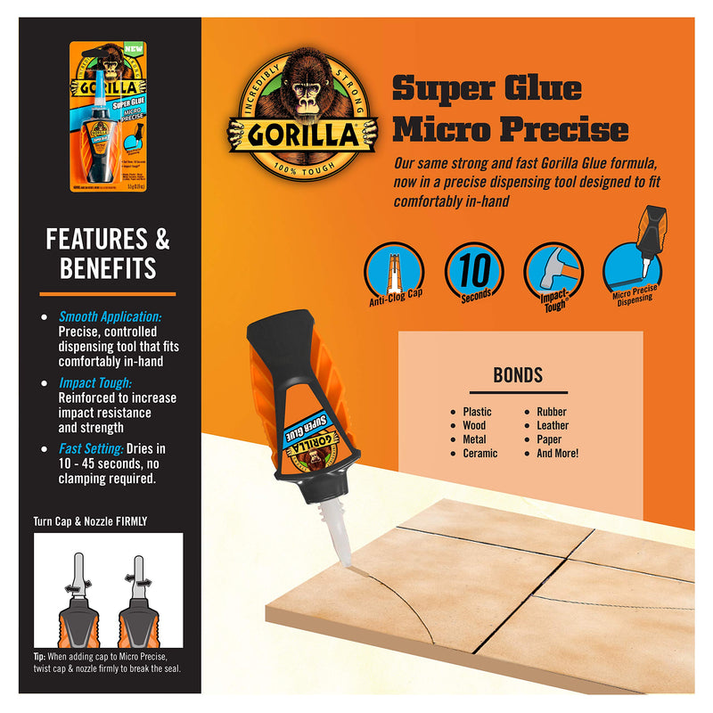 [Australia - AusPower] - Gorilla Micro Precise Super Glue, 5.5 Gram, Clear, (Pack of 1) 