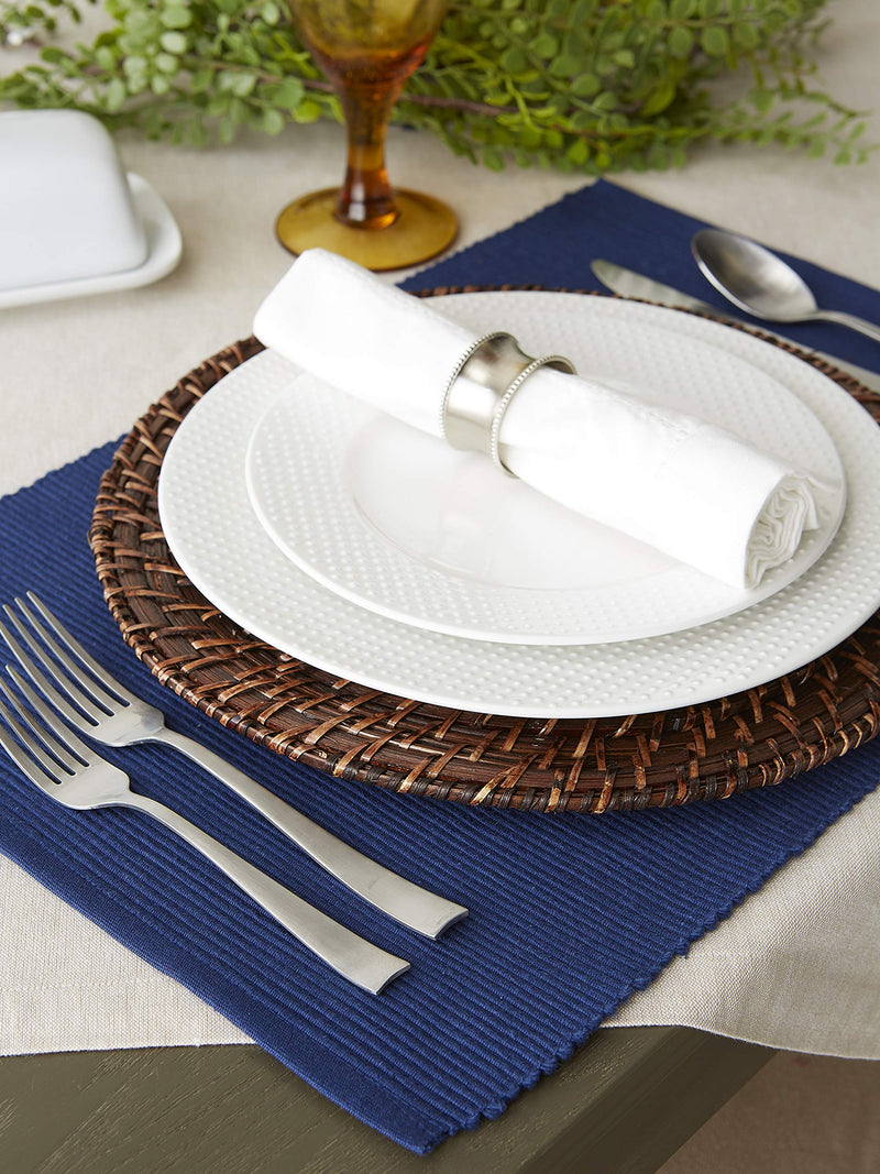 [Australia - AusPower] - DII 100% Cotton Basic Ribbed Placemat Set, Nautical Blue, 13x19, 6 Piece 13x19" 