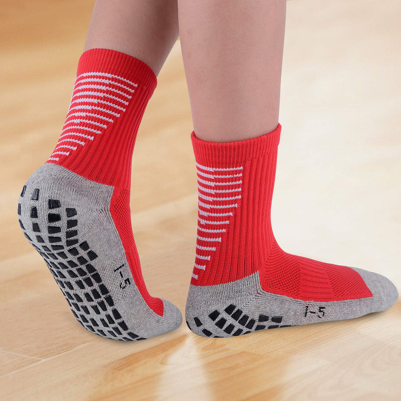 [Australia - AusPower] - JHM Kids Slipper Hospital Grip Athletic Sport Sockcs For Kids Youth Baby Boys Girls 4 Pairs Color#1 4-7 Years 