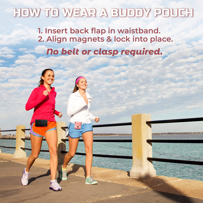 [Australia - AusPower] - Running Buddy Mini Plus Buddy Pouch – Magnetic Pouch / Waist Pack Carries Phone, Pet Treats and Basic Essentials – Great for Running, Walking, Travel and More Mini Plus Black (6.5" x 4") 