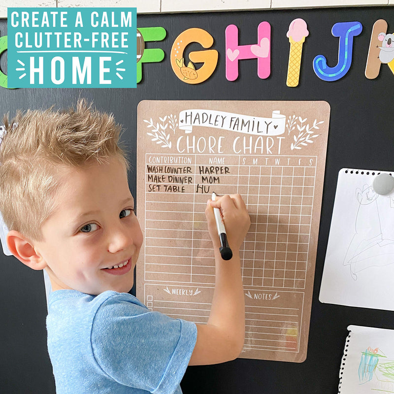 [Australia - AusPower] - Rustic Kraft Family Chore Chart for Adults, Magnetic Chore Chart for Teens, Kids Reward Chart for Toddlers at Home, Kids Chore Reward Chart System for Kids, My Magnetic Responsibility Chart for Kids 