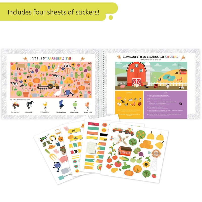 [Australia - AusPower] - Gongo's Choice Kids Sticker Book | 30 Pages of 11x17 in | Disposable Placemats for Toddlers | Toddler Activity Book Farm-green 