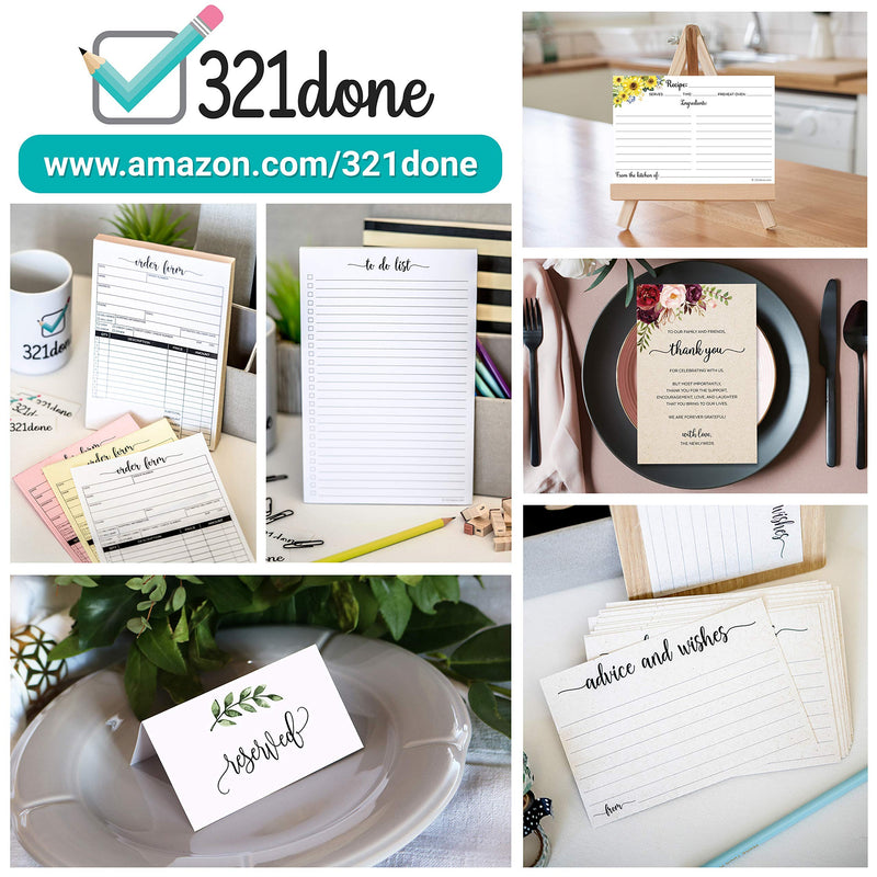 [Australia - AusPower] - 321 Done Order Form Pad, 5.5x8.5 Portrait 2-Part Carbonless, Made in USA, Carbon Copy Purchase Sales Receipt Book Cute Small Size for Business Invoice (50 Sets) White/Yellow, Premium Paper Edge-Glued Pad (Small) 2-part: Order Form (White / Yellow) 