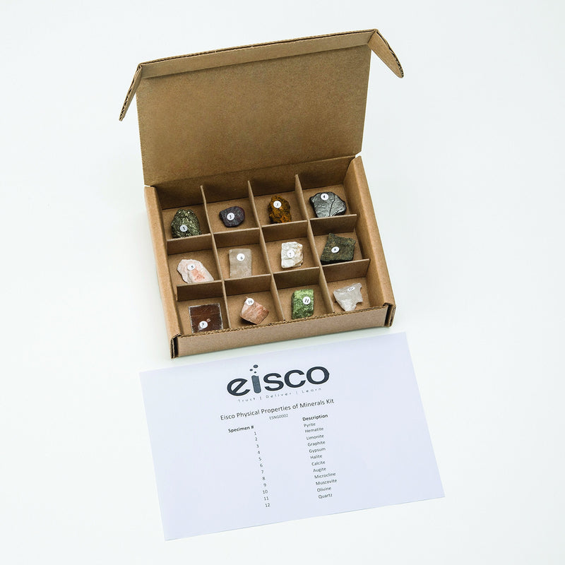 [Australia - AusPower] - Physical Properties of Minerals Kit - Contains 12 specimens Measuring Approx. 1" (3cm) - Eisco Labs 