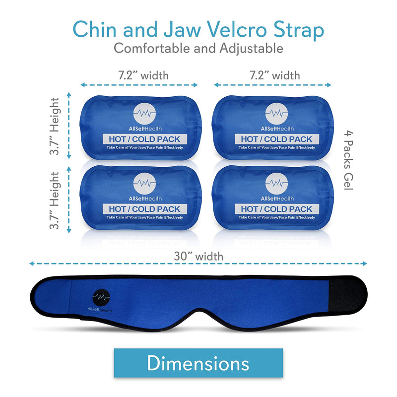 [Australia - AusPower] - Face Ice Pack for Wisdom Teeth, Jaw, Head and Chin, 4 Reusable Hot or Cold Gel Packs, Relief for Mouth, or Oral Pain, Facial Surgery, TMJ Pain Relief 