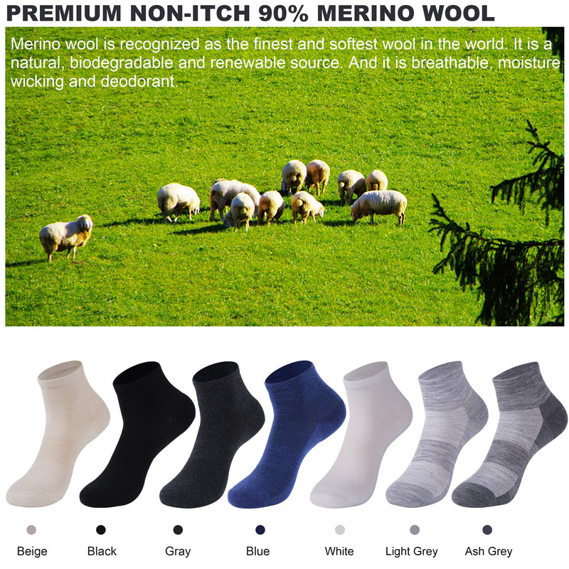 [Australia - AusPower] - Athletic Ankle Socks, RTZAT Men's Women's 90% Merino Wool Thin Ultra-Light Running Moisture Wicking Socks, 3 Pairs #Black Large 