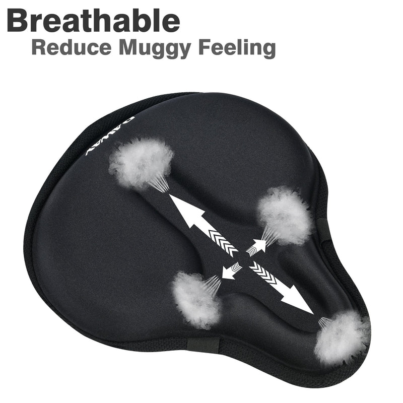 [Australia - AusPower] - DAWAY Comfortable Exercise Bike Seat Cover - C6 Large Wide Foam & Gel Padded Bicycle Saddle Cushion for Women Men Everyone, Fits Spin, Stationary, Cruiser Bikes, Indoor Cycling, Soft 