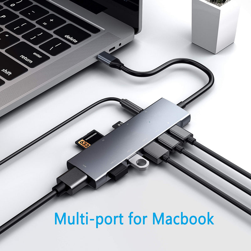 [Australia - AusPower] - USB C HUB for iPad Pro Adapter iPad Pro 2021 2020 2018 12.9 11 inch iPad Air 4 Docking Station with 4K HDMI USB-C PD Charging, SD/Micro Card Reader,USB 3.0,3.5mm Headphone Jack,USB-C 3.0 Data 901 