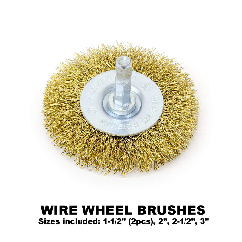 [Australia - AusPower] - MIBRO 971531 General Purpose Brass Coated Coarse Wire Wheel and Cup Brush Set with 1/4" Hex Shank, 6 Pieces 