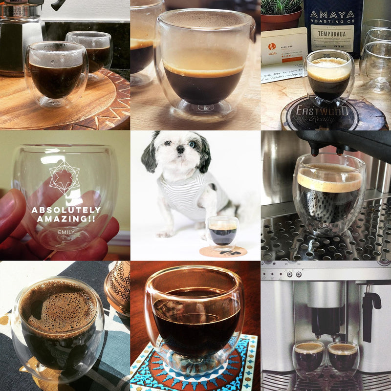 [Australia - AusPower] - Espresso Shot Glass, Durable Double Walled Espresso Cups, Clear Shot Glasses for Coffee Shots, Shot Glasses Set of 4, 2.7oz 4 Count (Pack of 1) 