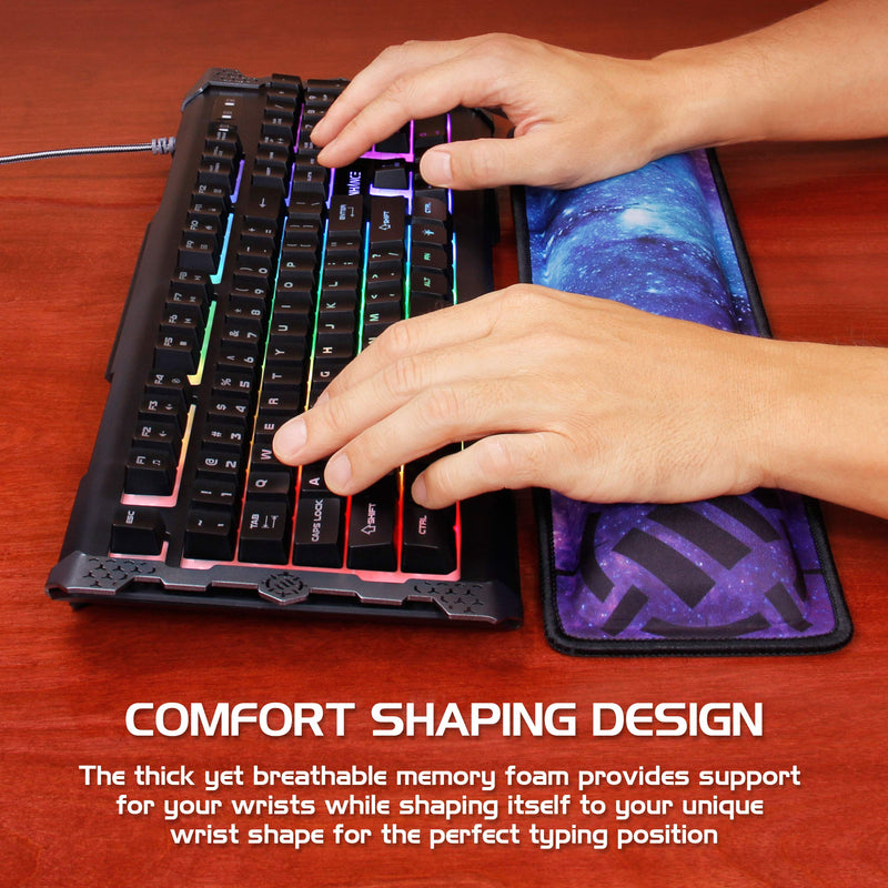 [Australia - AusPower] - ENHANCE Keyboard Wrist Rest - Keyboard Wrist Support with Memory Foam Wrist Pad and Premium Anti-Fray Stitching - Fits Full Size Keyboards Helps with Wrist Pain for PC, Laptop, Office Typing - Galaxy Full Size (Galaxy) 