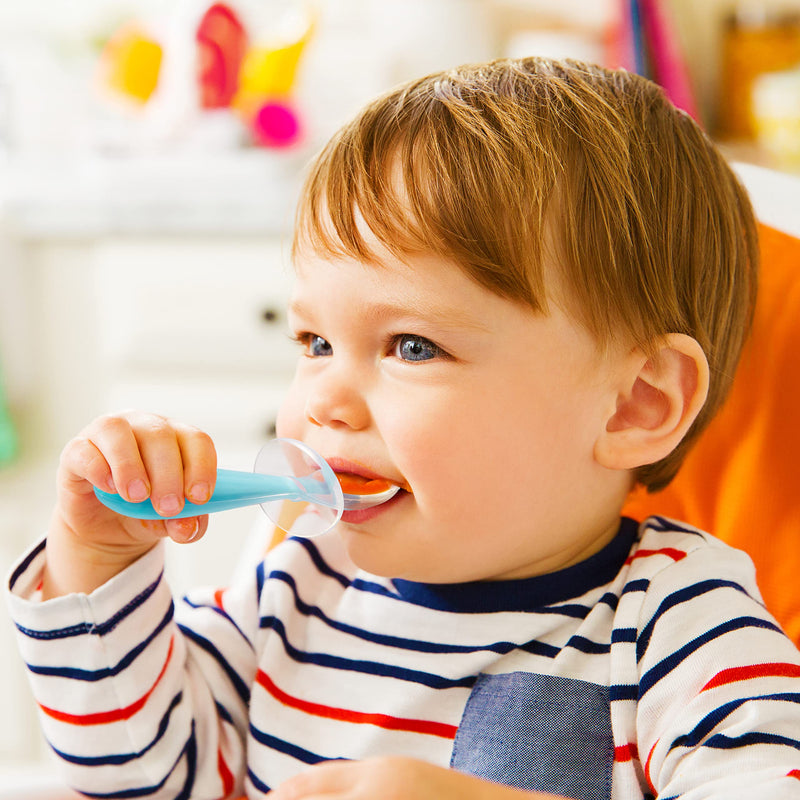 [Australia - AusPower] - Munchkin Silicone Trainer Spoons with Choke Guard for Baby Led Weaning, 4pk, Blue/Green 1 