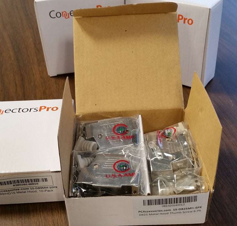 [Australia - AusPower] - Pc Accessories - 6-Pack DB25 Metal Hood with Hardware for DB 25 Male or Female Connectors, Thumb Screws 6 Sets Pack 