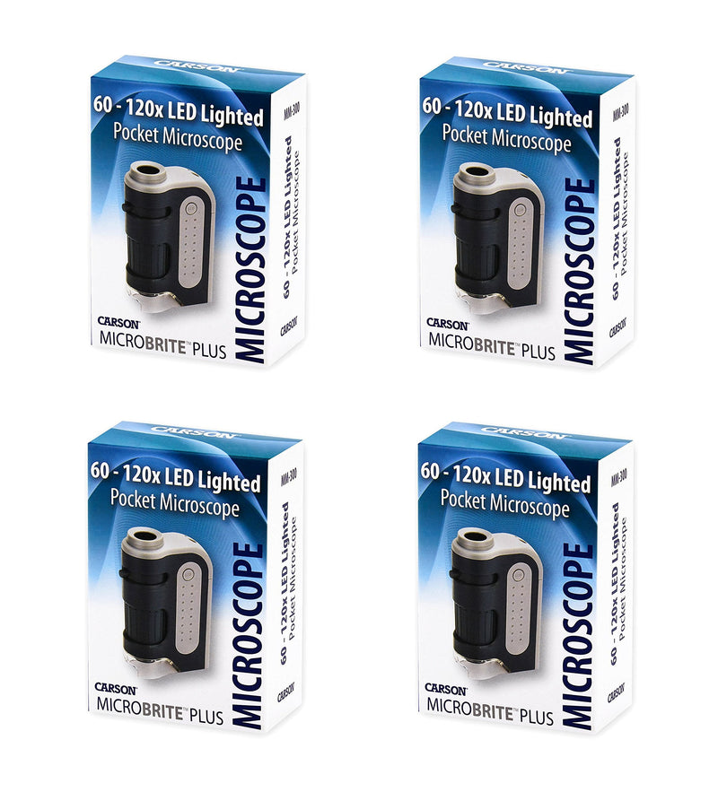 [Australia - AusPower] - Carson MicroBrite Plus 60x-120x Power LED Lighted Pocket Microscope - Set of 4 (MM-300MU) & MicroMini 20x LED Lighted Pocket Microscope with Built-in UV and LED Flashlight - Orange 