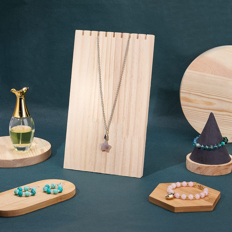 [Australia - AusPower] - AHANDMAKER Necklace Display Holder, Wooden Plank Necklace Jewelry Display Stand Wooden Jewelry Organizer Stand for Home Bedroom 