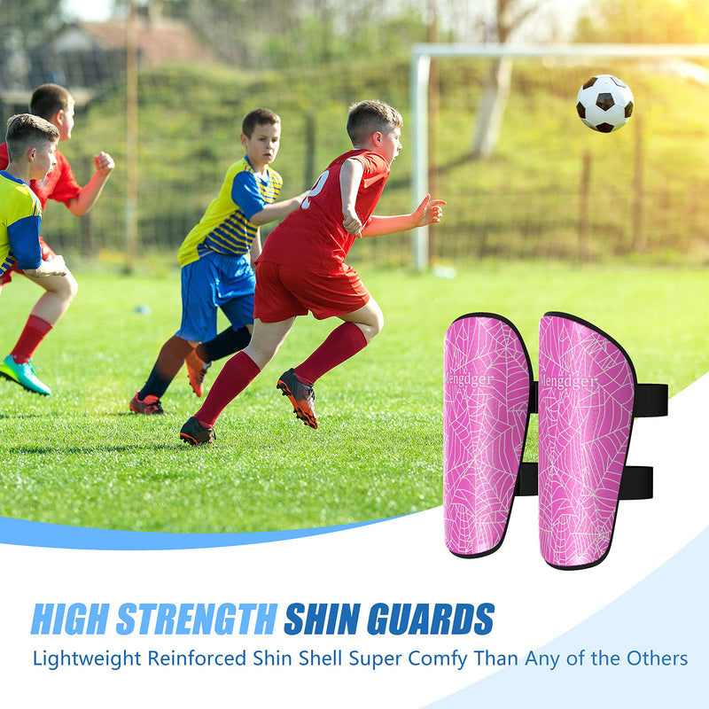 [Australia - AusPower] - Shin Guards Soccer Youth Kids Boys Girls Toddler Shin Pads Child EVA Cushion Protection Reduce Shocks Injurie Calf Protective Gear Suitable for 4 5 6 7 8 9 10 11 12 Years Old Small Pink 