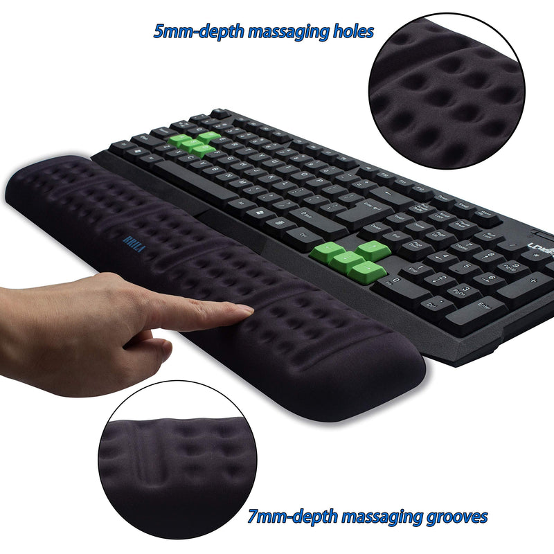 [Australia - AusPower] - BRILA Upgraded Ergonomic Keyboard and Mouse Wrist Rest Support Cushion Pad Set - Comfy Soft Memory Foam Gel Padding & Non-Slip Palm/Hand/Wrist Pain Relief Rest Pad for Office Work, PC Gaming, Laptop Black Bundle 
