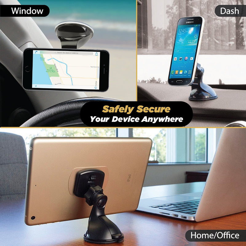 [Australia - AusPower] - Scosche MWSM2PK-UB MagicMount Magnetic Car Phone Holder Mount with Suction Cup - 360 Degree Adjustable Head, Universal with All Devices - Suction Mount - Pack of 2 2 Pack Black 