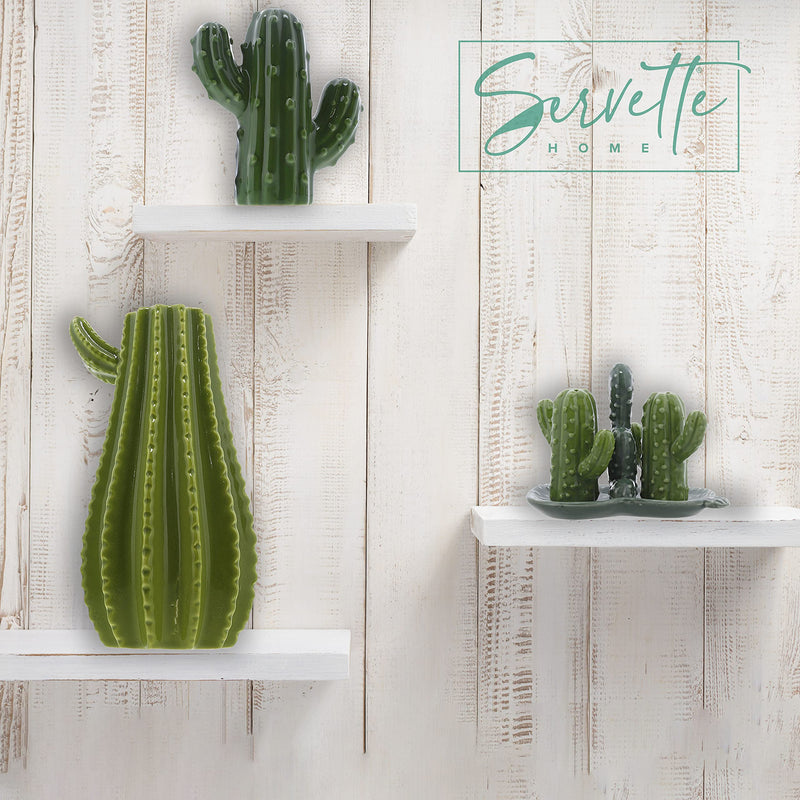 [Australia - AusPower] - Ceramic Salt & Pepper Shakers Collectors Kitchen Décor with Tray - Cactus Green 