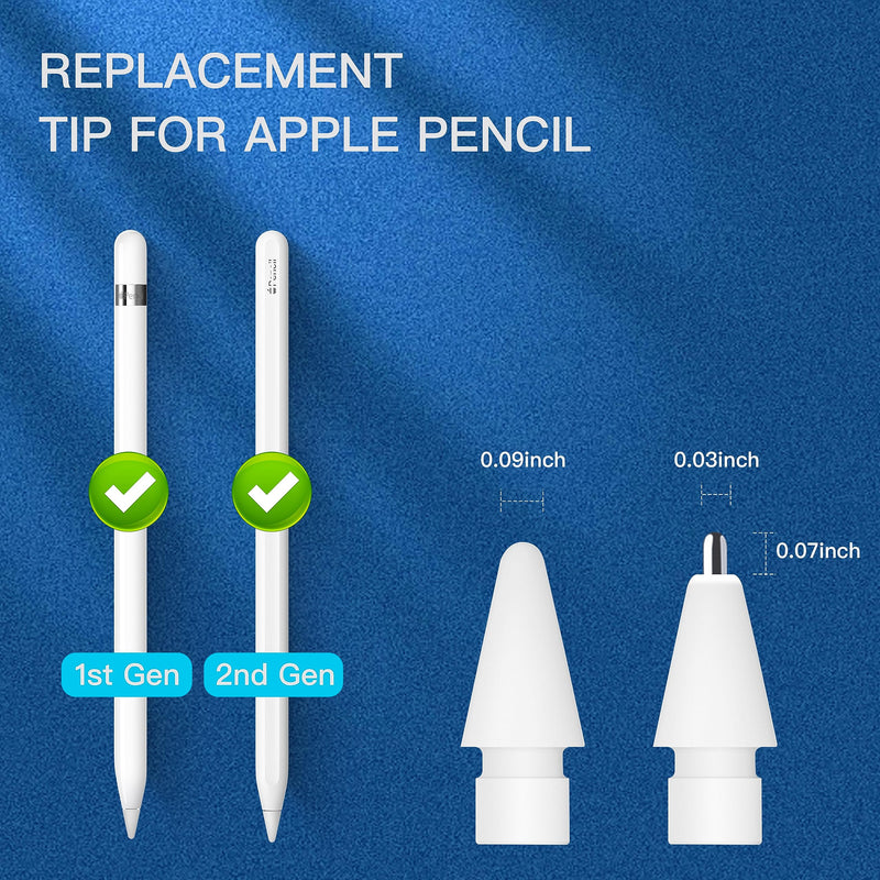 [Australia - AusPower] - 4 Pack Apple Pencil Replacement Tips Compatible with Apple Pencil 1st/2nd Generation, Upgraded Wear-Resistant Pen Like Tips, Fine Point Precise Control Pen Nibs for iPad Pro/Air/Mini Pencil 