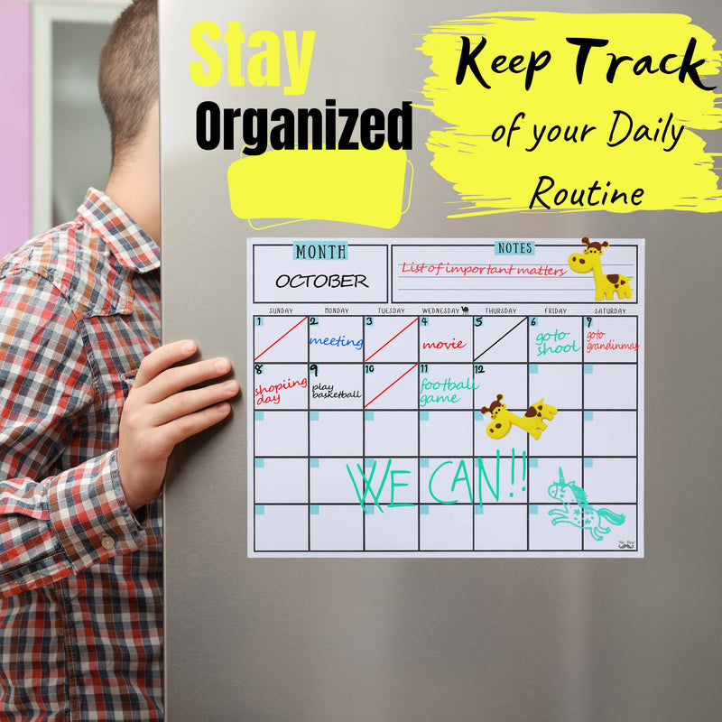 [Australia - AusPower] - Mr. Pen- Dry Erase Calendar for Fridge, Magnetic, 14.7 x 11.8", Magnetic Calendar with 4 Dry Erase Markers, Magnetic Calendar for Fridge, Magnetic Whiteboard Calendar, Dry Erase Fridge Calendar. 